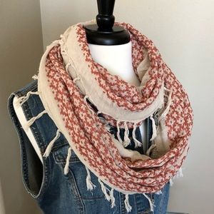 Bohemian Tassel Infinity Cotton Scarf Tan Orange